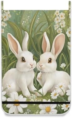 Green Easter Bunny Daisy Door Hanging Laundry Hamper Bag - Image 2