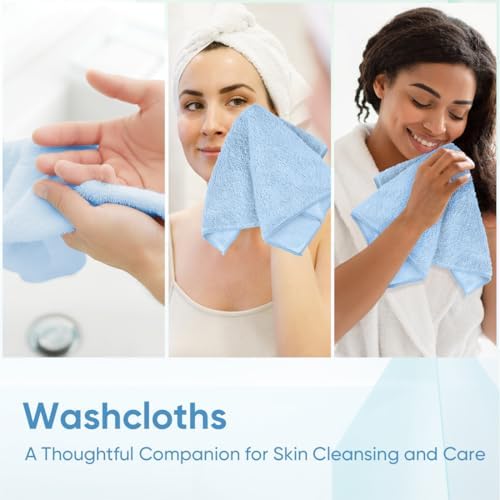 HOMEXCEL Washcloths 12PK, Ultra Soft&Highly Absorbent Face Towels, 12X12 in - Image 6