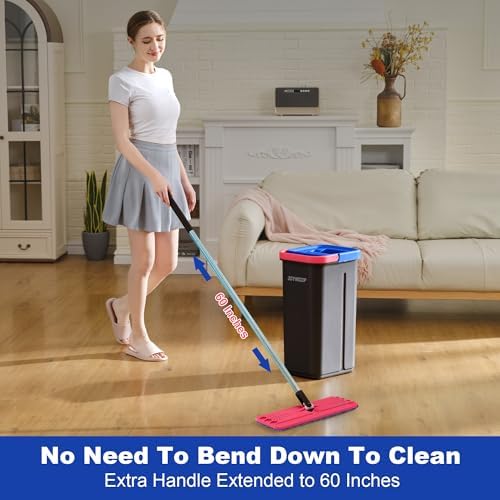 JOYMOOP Flat Mop System, Microfiber Mop and Bucket Set, Floor & Wall Cleaning - Image 5