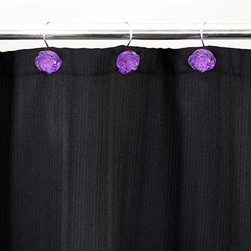 Purple Rose Shower Curtain Hooks: Cute Flower Bathroom Curtain Rings12Pcs - Image 4