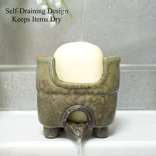 Sponge Holder for Kitchen Sink, Ceramic Sink Caddy Organizer - Image 3
