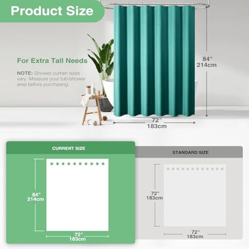 Dynamene Extra Long Waffle Shower Curtain 256GSM Fabric 72x84 Seaweed Green - Image 3