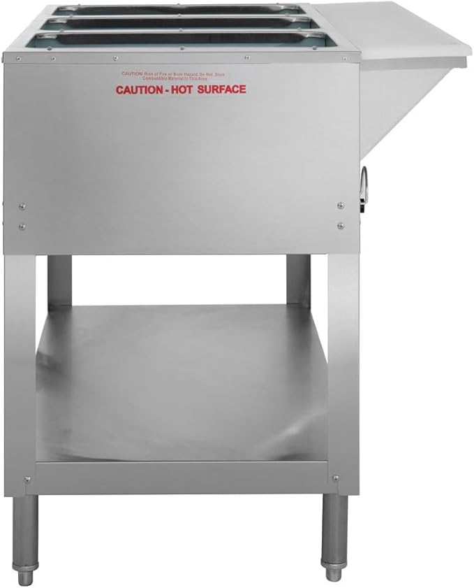 Kratos Commercial Electric Steam Table, 3 Well Stationary Hot Food Table, NSF Certified Food Warmer, 120V, 1500W (28W-110)