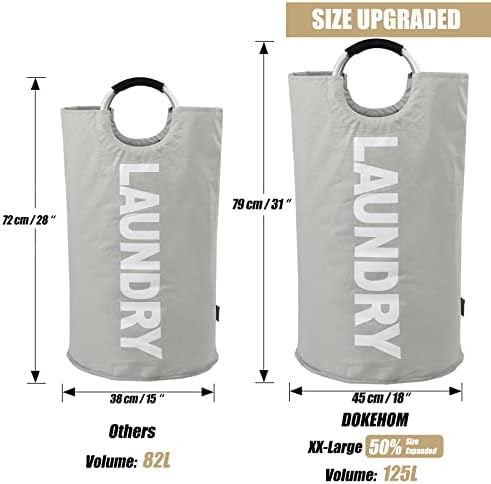 DOKEHOM 125L X-Large Laundry Basket Bag, Collapsible Tall Hamper - Image 3