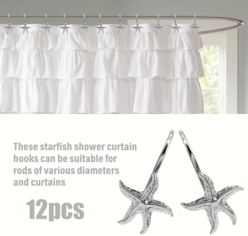 Decorative Shower Curtain Hooks, Rustproof Metal Starfish Shower Curtain Rings - Image 5
