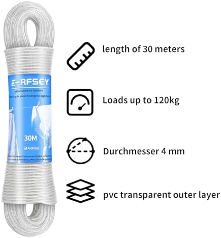 98-Foot Outdoor Clothesline Steel-Core Clothesline Heavy-Duty Extra-Strong - Image 3