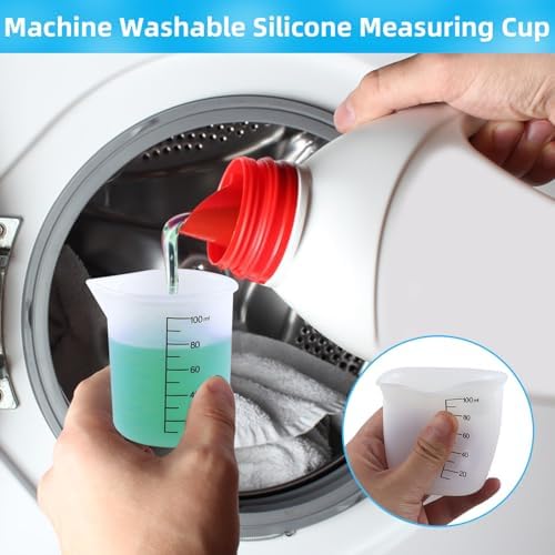 4 Pack Reusable Silicone Measuring Cups, 100ml Laundry Detergent Dispenser - Image 4