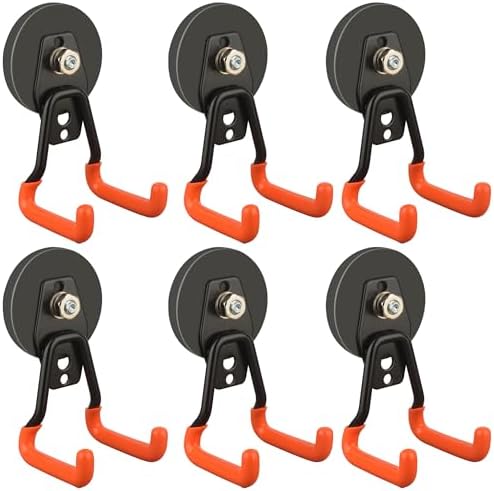 ULIBERMAGNET New Upgraded Heavy Duty Magnetic Garage Hooks, 6 Pack Strong Large by ULIBERMAGNET