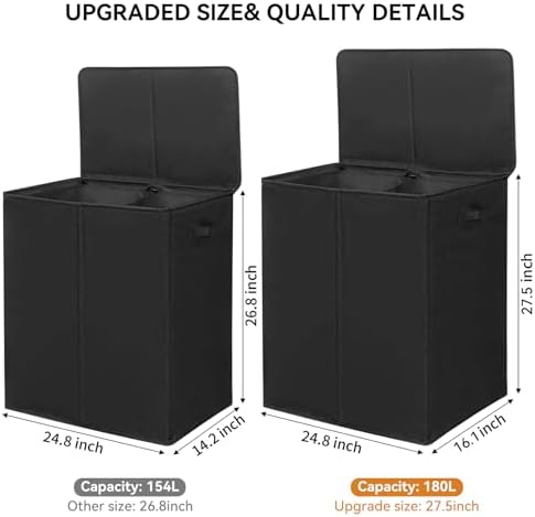 WOWLIVE 180L Double Laundry Hamper 2 Section - Image 2