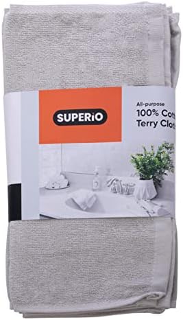 Superio Cotton Terry Washcloths Grey Towels 100% Cotton Cleaning Cloth 16" Rags - Image 3