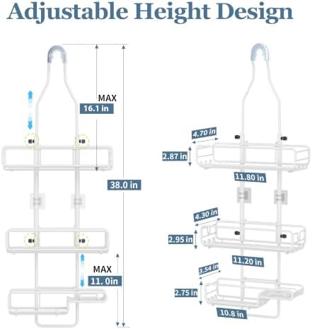 Skyapex Shower Caddy Hanging Bathroom Organizer: Over Head Adjustable Rack - Image 2