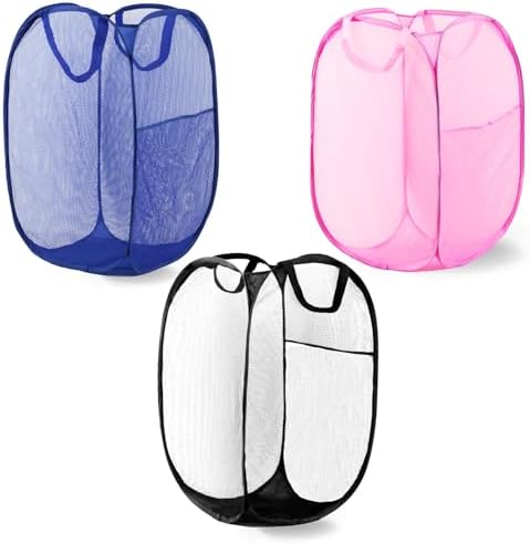 Pop Up Laundry Hamper, Mesh Laundry Basket Collapsible, Foldable Hamper by LXLOVESMEggRings