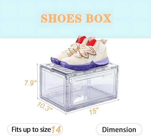 12 Pack Acrylic Clear Shoe Boxes– Ultra Clear Plastic Stackable Sneaker Storage - Image 2