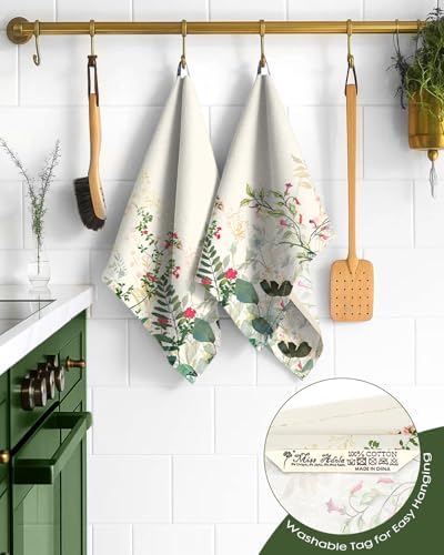 Miss Adola 150GSM Flour Sack Kitchen Towels Set of 2, Ink Flowers - Image 3