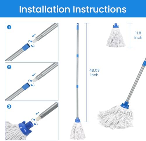 Indoor Mop for Floor Cleaning, Lightweight Cotton Mop - Image 2