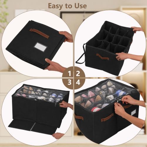 Shoe Organizer for Closet, 2 Pack Shoe Storage Bins Foldable Shoe Storage Box - Image 5