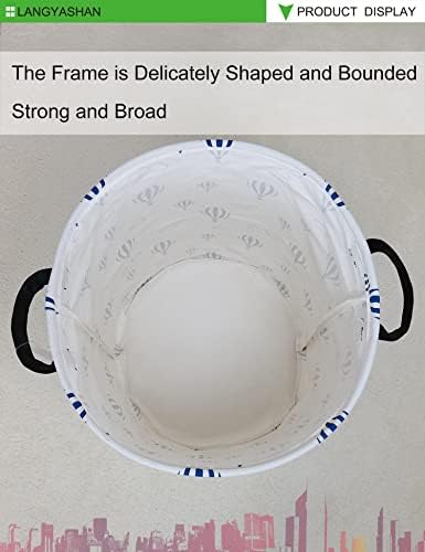 Round Laundry Basket Collapsible Storage Hamper Blue Balloon - Image 7