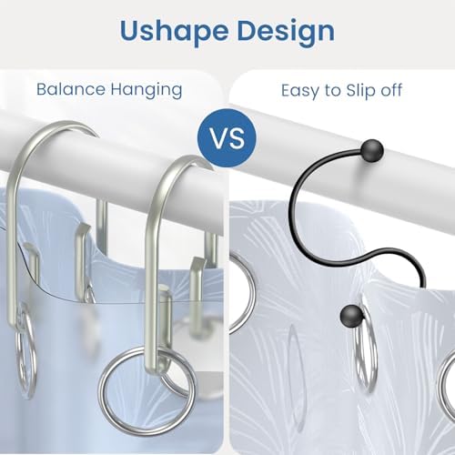 Shower Curtain Hooks Rings ，Double Sided Shower Curtain Hooks Rust Proof，12 pcs - Image 2