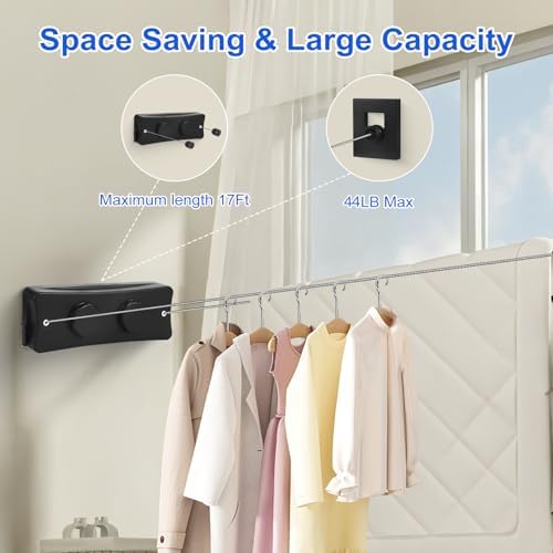 17Ft Retractable Clothesline Indoor/Outdoor, Comes - Image 3