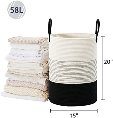 VIPOSCO 58L Tall Woven Laundry Basket Hamper - Image 5