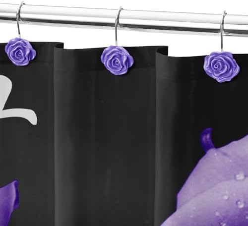Cute Rose Floral Shower Curtain Hooks Rings - Image 5