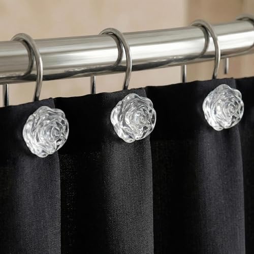 Clear Rose Shower Curtain Hooks: Cute Flower Bathroom Curtain Rings - Image 2