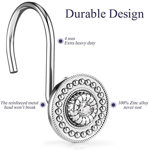 Silver Shower Curtain Hooks, Rust Proof Shower Curtain Rings - Image 5