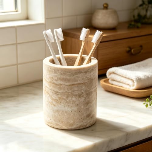 Natural Marble Canister, Cotton Swab Holder - Image 6