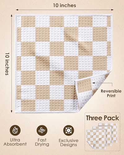Miss Adola Reversible 3 Pack Microfiber Dish Cloths, Classic Checks - Image 4