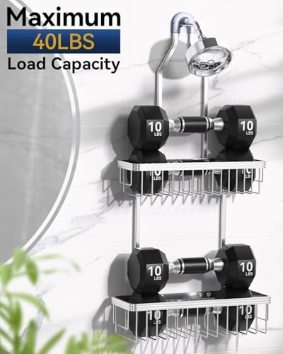 YASONIC Never Rust Shower Caddy Hanging, Aluminum Shower Racks - Image 5