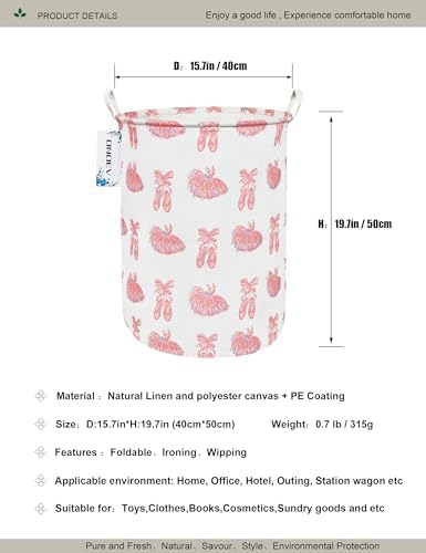 Round Pink Ballerina Laundry Hamper, Household Storage Bin - Image 2