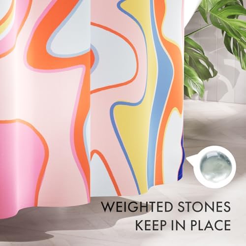 AmazerBath Shower Curtain, Abstract Pink Cloth Shower Curtain Sets - Image 6