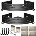Black Adhesive Corner Shower Caddy 2-Pack, Triangular Shelves by PHXGrove