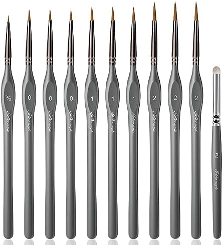 Golden Maple Miniature Paint Brushes Drybrush-10pcs Model Detail Paint Brush Set by goldenmaple
