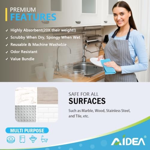 AIDEA Swedish Dishcloths for Kitchen-20PK, Reusable Paper Towels 7" x 6" - Image 2