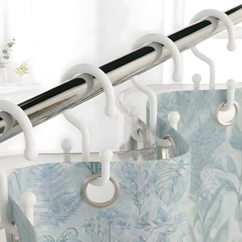 Bathway White Plastic Double Shower Curtain Hooks, 12 Bathroom Shower Rings by Bathway
