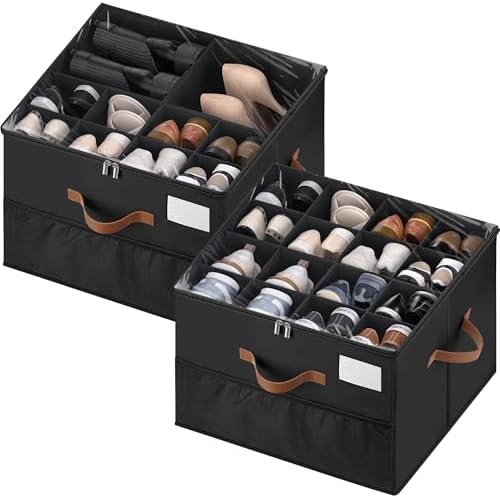 Shoe Organizer for Closet, Adjustable Storage Box Holds 32 Pairs by MSTONAL