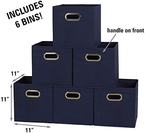 Household Essentials Fabric Storage Bins 6 Piece Set, Strong Poly-Woven Fabric - Image 2