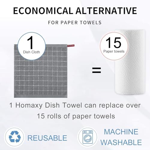 Homaxy 100% Cotton Terry Kitchen Dish Cloths, 6 Pack - Image 6