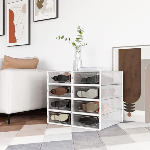 8-Piece Boot and Shoe Storage Box, Stackable Clear Plastic Shoe Box, - Image 2