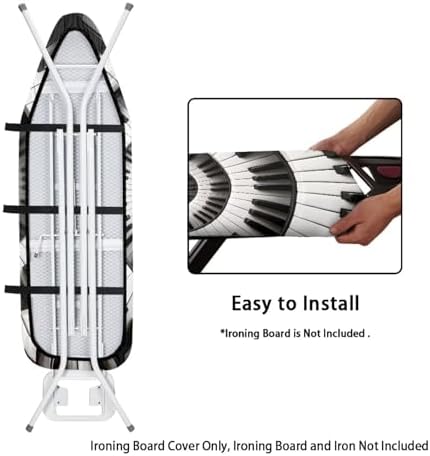 Spiral Piano Print Ironing Board Cover, Stain Resistant Black White Piano Iron - Image 5