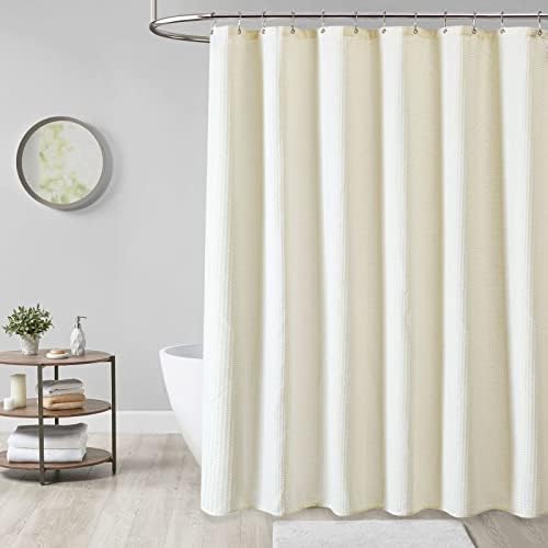 Dynamene Extra Wide Waffle Shower Curtain 256 GSM Fabric 108x72 Cream/Ivory - Image 6