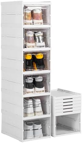 ZLLZUU Shoe Storage Box, No-Assembly 6 Tiers Foldable Shoe Organizer by ZLLZUU