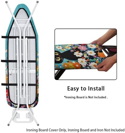 Colorful Flower Black Cat Plaid Ironing Board Cover Iron Pad Covers Resist - Image 4