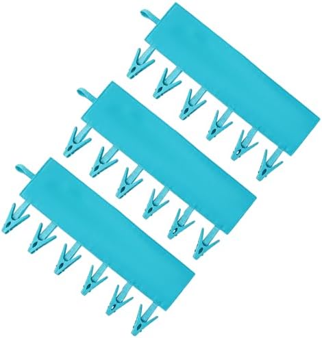 Mini Clothespins Travel Hangers 3-Pack Solid Blue, Foldable Portable Clothes by Unknown