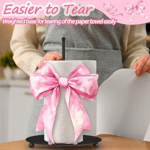 MorningRo Pink Bow Paper Towel Holder Pink Countertop Kitchen Decor and - Image 6