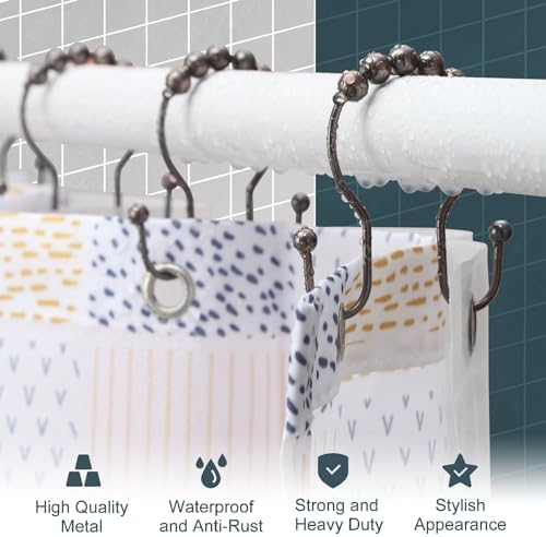 Shower Curtain Hooks, OEH Shower Curtain Rings, Bronze Shower Curtain Hooks - Image 2