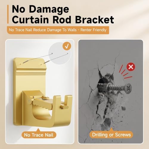 Universal Heavy Duty Curtain Rod Brackets, No Drill Curtain Rod Brackets - Image 4