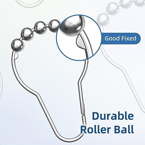 Titanker Shower Curtain Hooks Rings, Rust-Resistant Metal Shower Curtain Hooks - Image 3