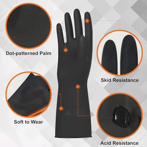 Beieverluck 10 Pairs Chemical Resistant Gloves, Reusable Heavy Duty Rubber Work - Image 3